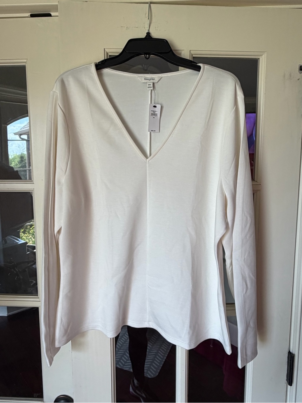 NWT Banana Republic White V-Neck Long Sleeve Top XXL